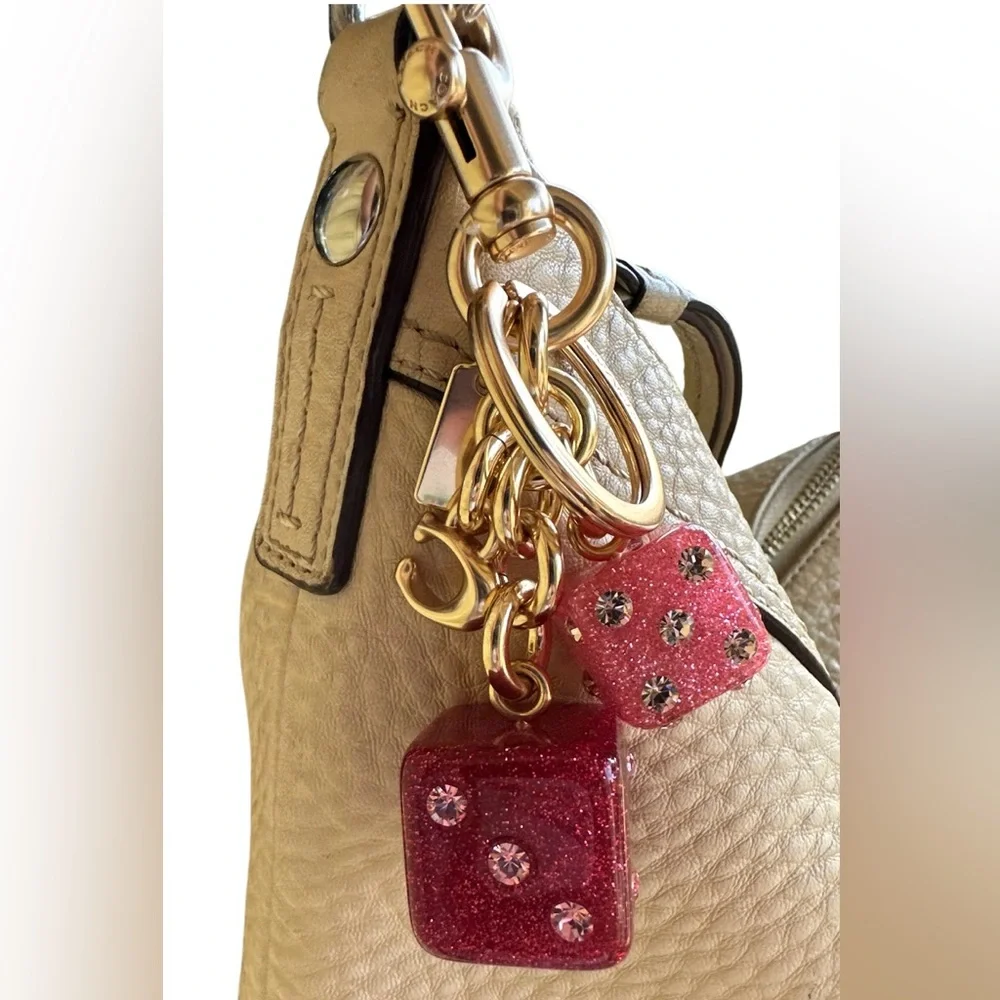 Coach red dice cluster  charm / key fob Gold ,pink and Red . NWOT - Picture 8 of 11